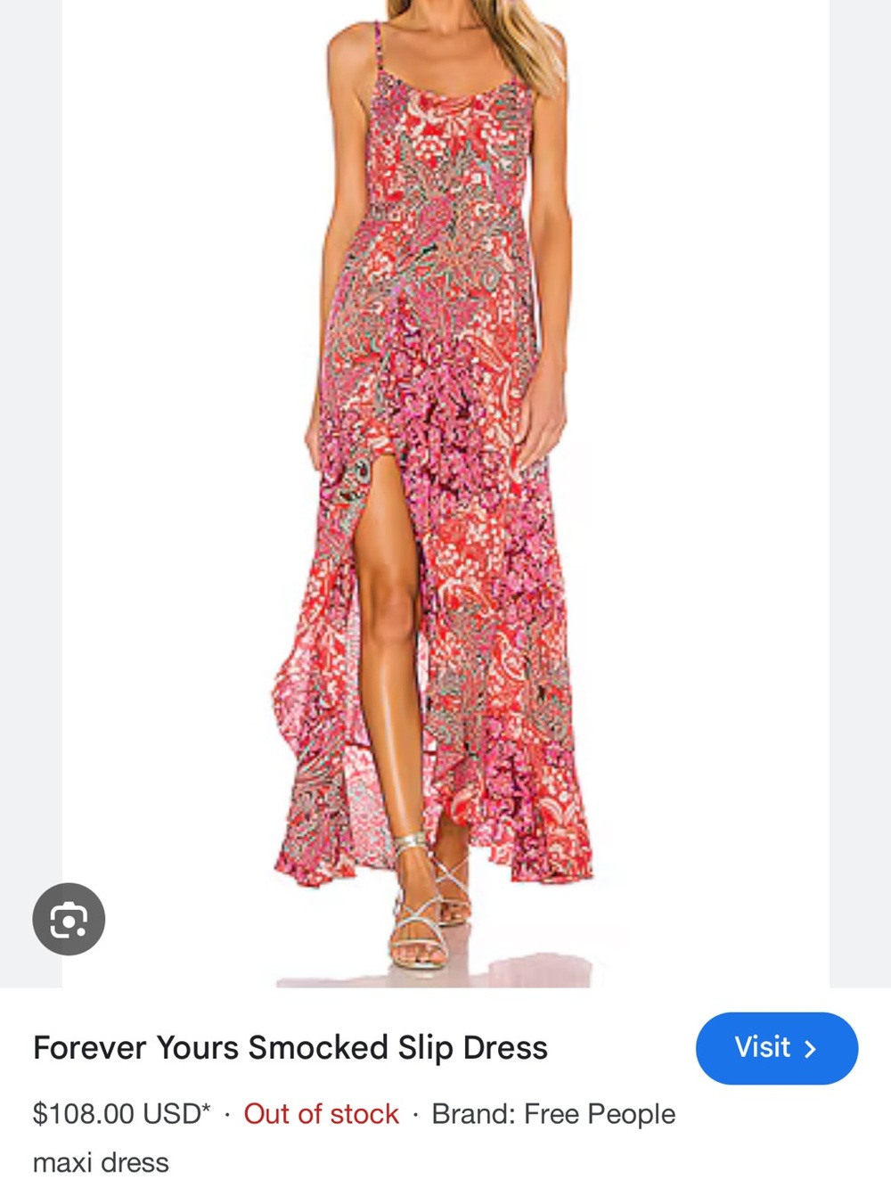 Free People Forever Yours Smoked Slip Maxi dress